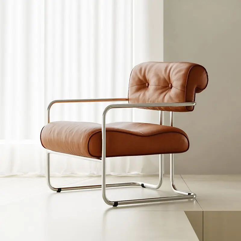 Style Sofa Chair Living Room Designer Simple Single Chair Hotel Club Bauhaus Negotiation Stainless Steel Chair