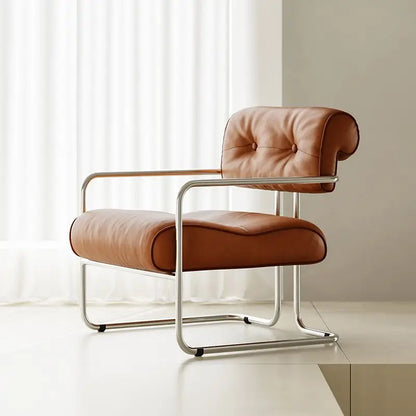 Style Sofa Chair Living Room Designer Simple Single Chair Hotel Club Bauhaus Negotiation Stainless Steel Chair