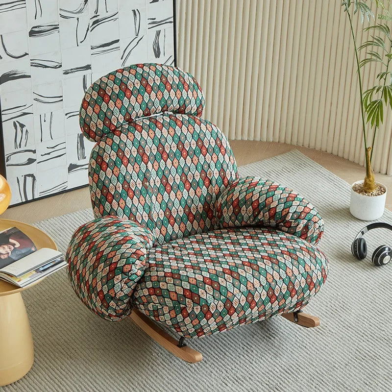 Internet celebrity rocking chair, household cream wind living room balcony bedroom leisure single sofa rocking chair