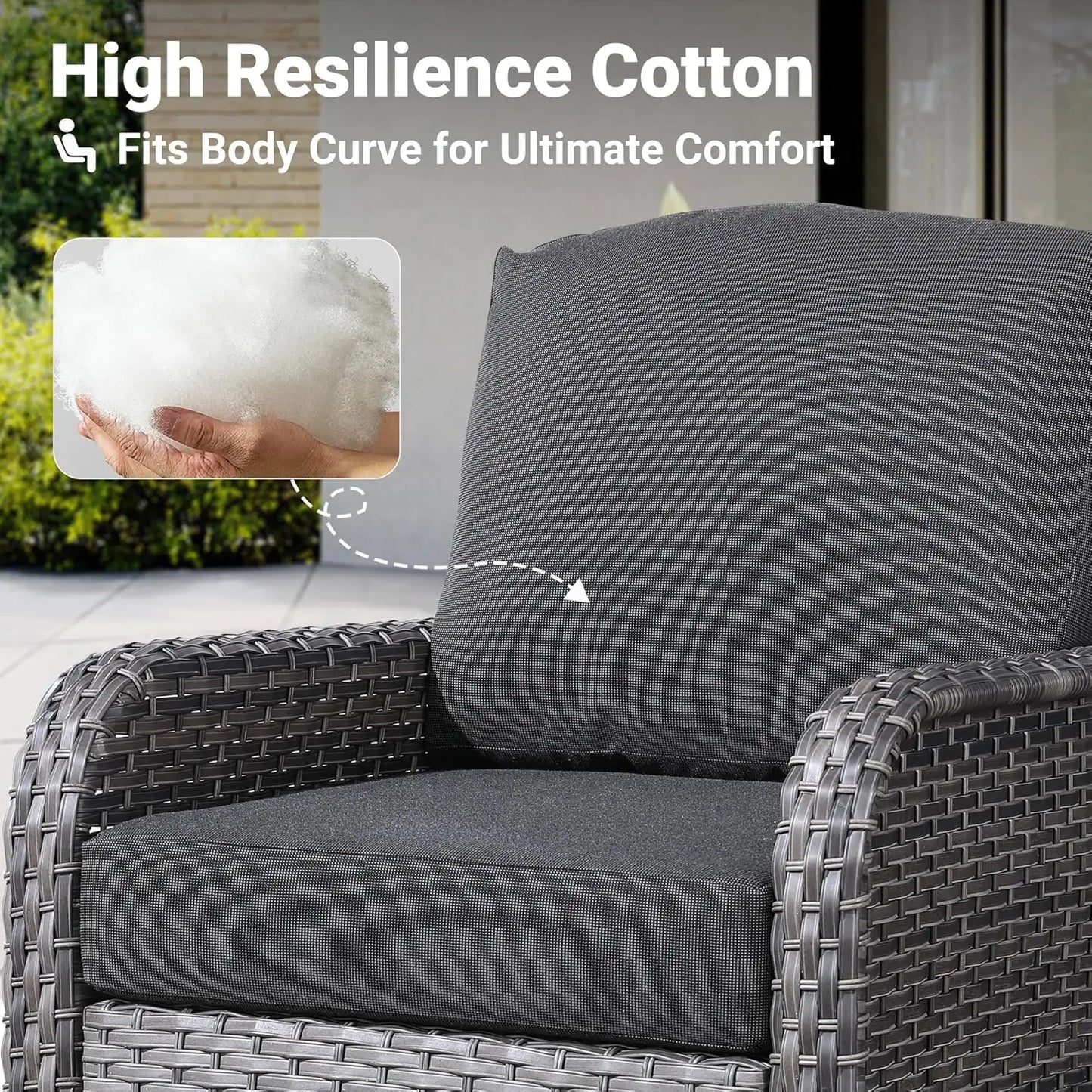 2-Piece Patio Furniture Set, Outdoor Wicker Sofa with Chairs, High Back Rattan Chair with Comfy Cushions for Porch, Customized
