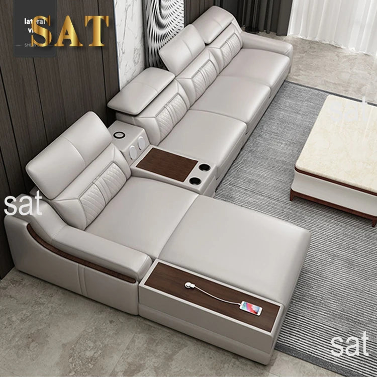 #For New Design Modern Simple Living Room Luxury Leather Sofa Set Hotel Apartment Multi-functional Corner Sofa Combination*