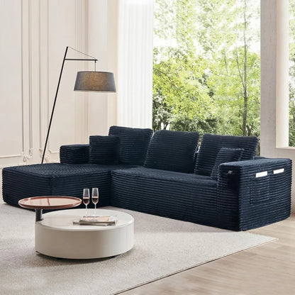 105" Modular Sectional Sofa with L-Shaped Chaise - Corduroy Fabric, Cloud Sectional Couches for Living Room & Home Office, Memor