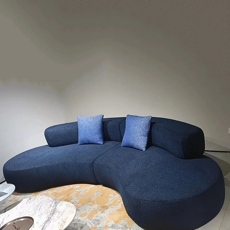 Italian minimalist sofa small apartment light luxury curved sofa moon arc cashew cream style fabric