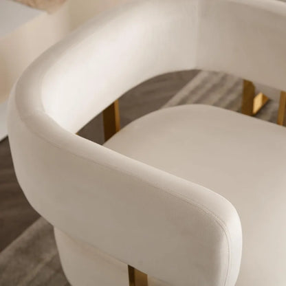 Chairs Set of 2 Living Room Side Chairs with Golden Metal Legs Soft Velvet Upholstered Reading Armchairs for Bedroom/ Ivory