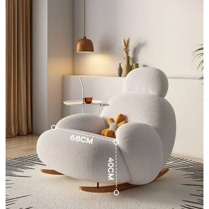 Nordic Bedroom Creamy Velvet Rocking Lounge Chair,living Room Balcony,rotatable Single Person Large White Bear Leisure Chair