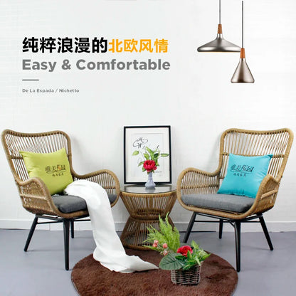 Rattan Chair Three Piece Set Balcony Table Modern Outdoor Furniture Combination Armrest Single Rattan Sofa Outdoor Chairs