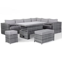 Modern Luxury Lounge Waterproof Patio Couch Sofa Garden Set Fire Pit Aluminum Wicker Rope Rattan Outdoor Furniture Set