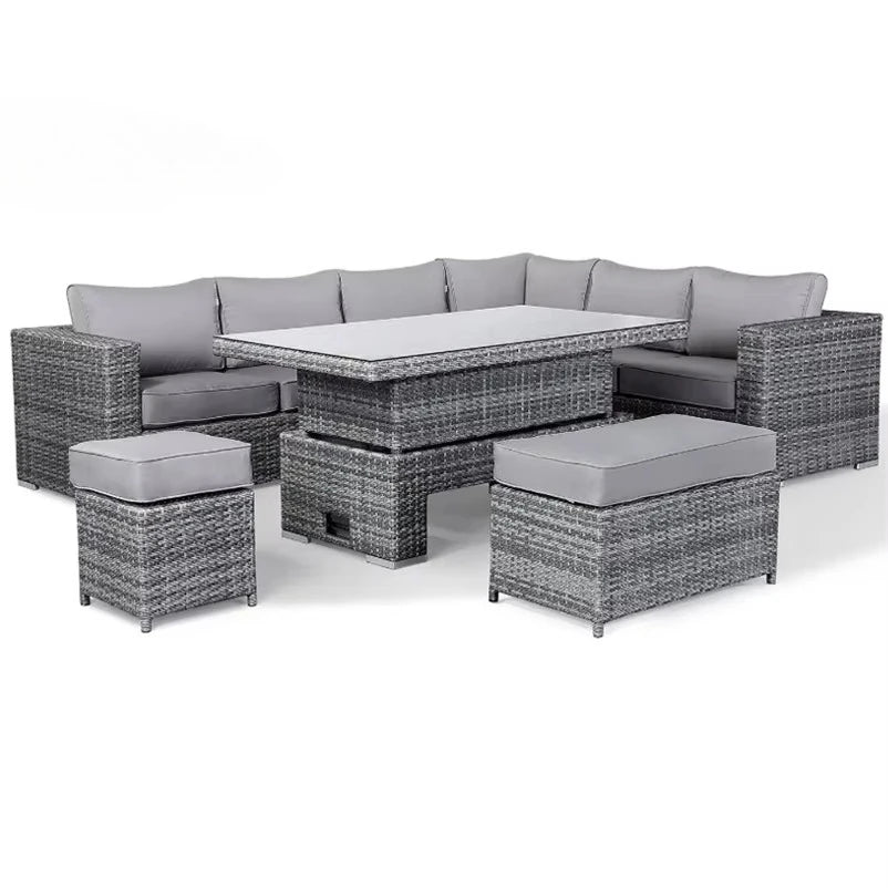 Modern Luxury Lounge Waterproof Patio Couch Sofa Garden Set Fire Pit Aluminum Wicker Rope Rattan Outdoor Furniture Set