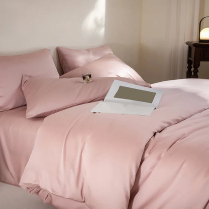 Luxury Bedding Set with Duvet Cover Silk Cotton Duvet Cover Bed Sheet Solid Color bedsheets full set 4 pcs Queen King Size