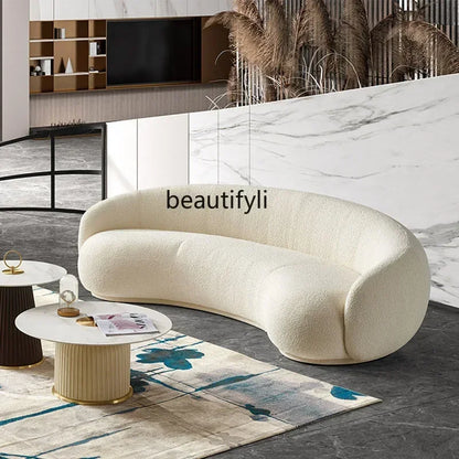 Fabric Minimalist Designer Living Room Arc Cashew Sofa Beauty  Lambswool Sofa