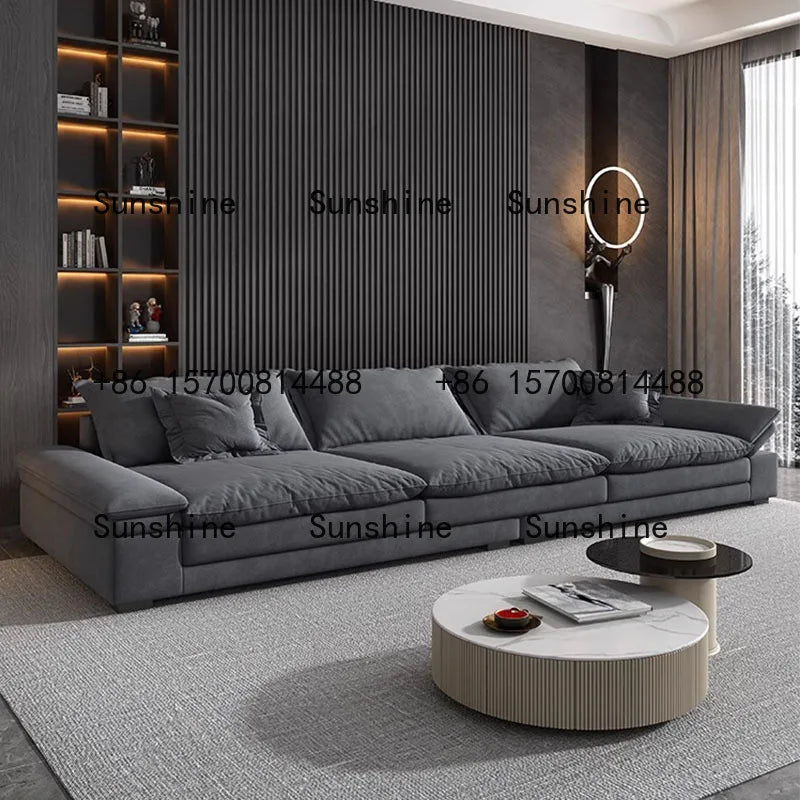 Armrests adjustable cat's paw cloth sofa Italian minimalist living room large inline row of technical fabric black fabric