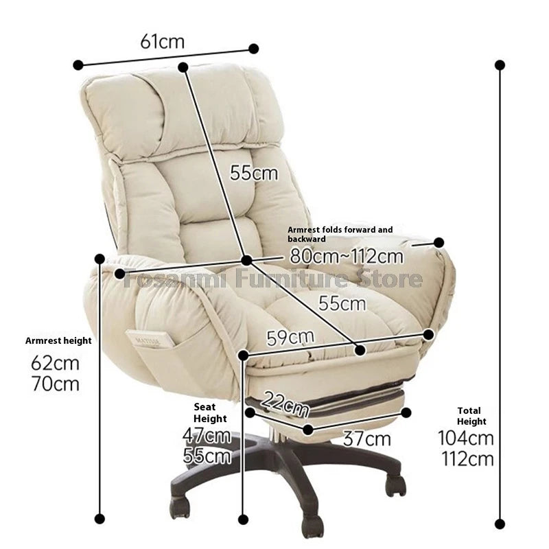 Comfort Soft Desk Chair with Adjustable Armrests Home Office Ergonomic Wide Seat Computer Chairs High-Back Gaming Recliner Chair