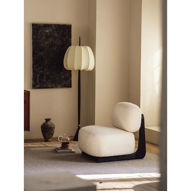 custom.ATUNUS Wabi Sabi Style Sofa Chairs Patio Lounge Chair Modern Nordic Wooden High Single Chair Living Room Furniture