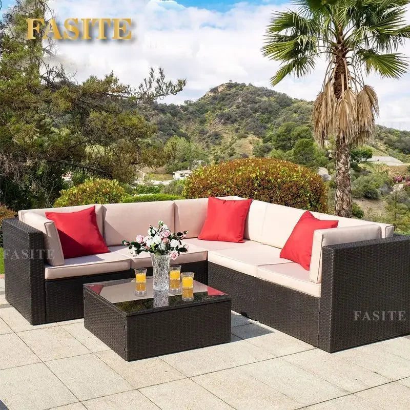 Outdoor rattan sofa combination U-shaped corner courtyard garden balcony hotel