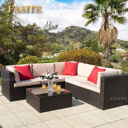 Outdoor rattan sofa combination U-shaped corner courtyard garden balcony hotel