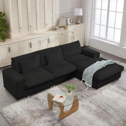 U Shaped Cloud Couch Sectionals Comfy White Sectional Couches for Living Room Modern Oversized Modular Sofas, Corduroy Large Big