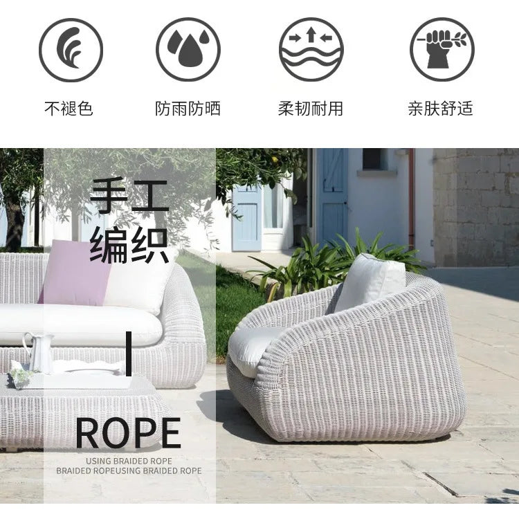 Outdoor courtyard rattan sofa rattan chair leisure sun room outdoor garden terrace round rattan sofa chair open-air furniture