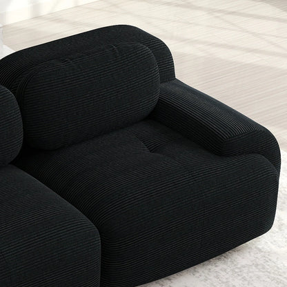 82'' Corner Sofa in Soft Cord Fabric, Modular Combined with Curved Armrests, Without Mounting, Highly Elastic Foam Upholstery