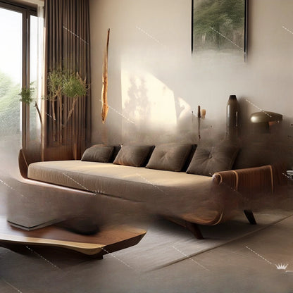 New Chinese black walnut Arhat bed solid wood sofa combination tea table a set of modern small apartment