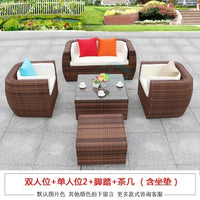 Budget-friendly Outdoor Rattan Woven Sofa, Outdoor Garden, Villa, Courtyard Balcony, Casual Corner Sofa, Coffee Table