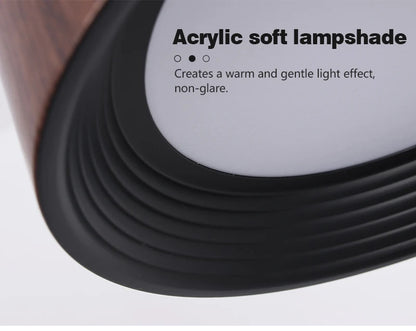 Nordic LED Ceiling Light Circular Walnut Wood Grain Aisle Light Dressing Room Corridor Balcony Decoration Indoor Ceiling Lamp