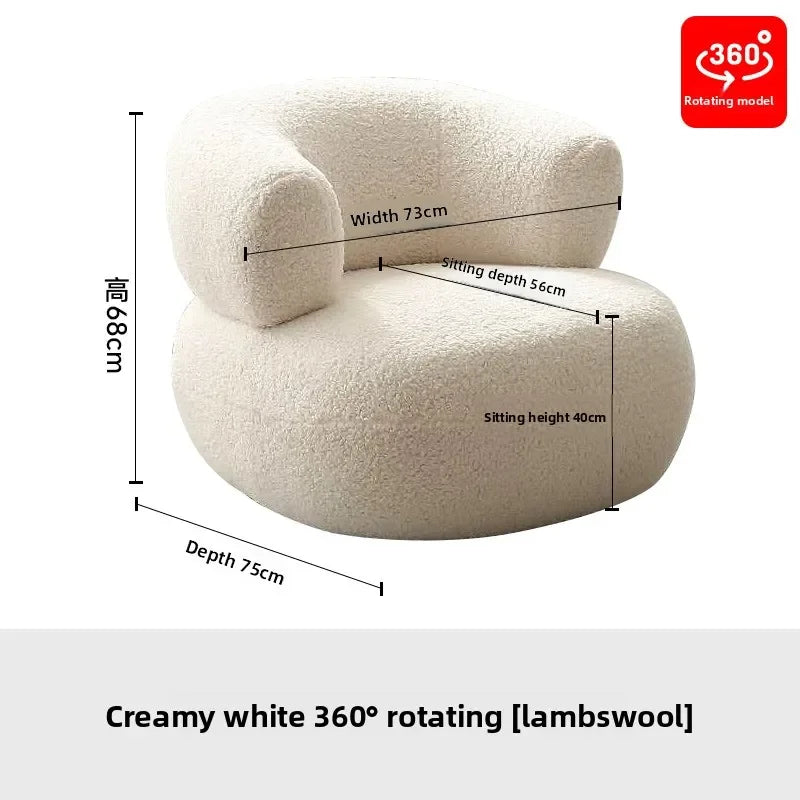 Nordic Designer Fabric Living Room Chairs Leisure Backrest Armchairs Bedroom Lambswool Luxury Single Sofa for Home Furniture