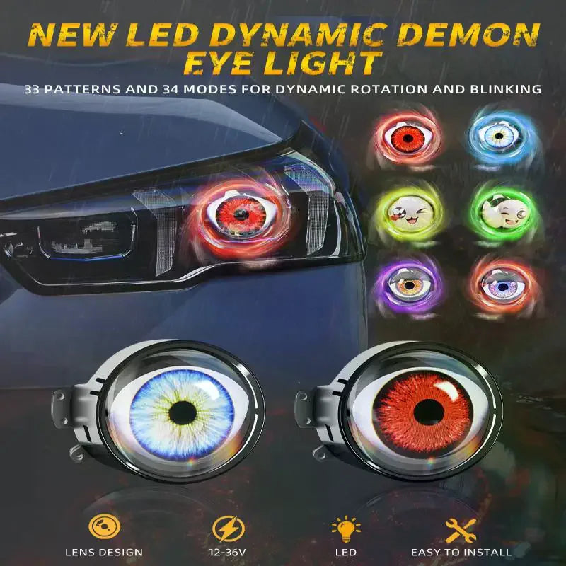 Car Devil Eye LED Headlight 6 Low Light Modes Control The Atmosphere In The Car Universal Motorcycle Lens Headlight
