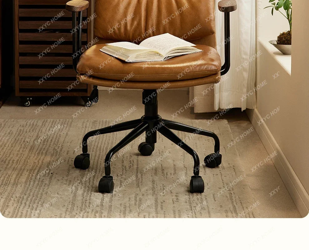 A  Black walnut book chair Computer chair Ergonomic office book chair Comfortable and sedentary backrest Lifting and rotating