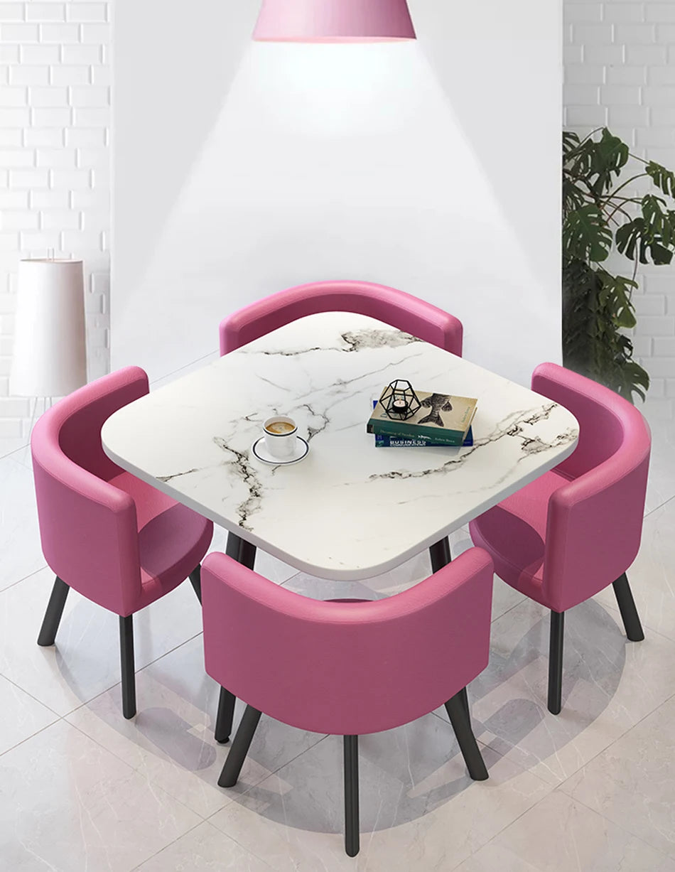 Dining table sets 4 6 chairs dining table wooden restaurant cafe chatting table