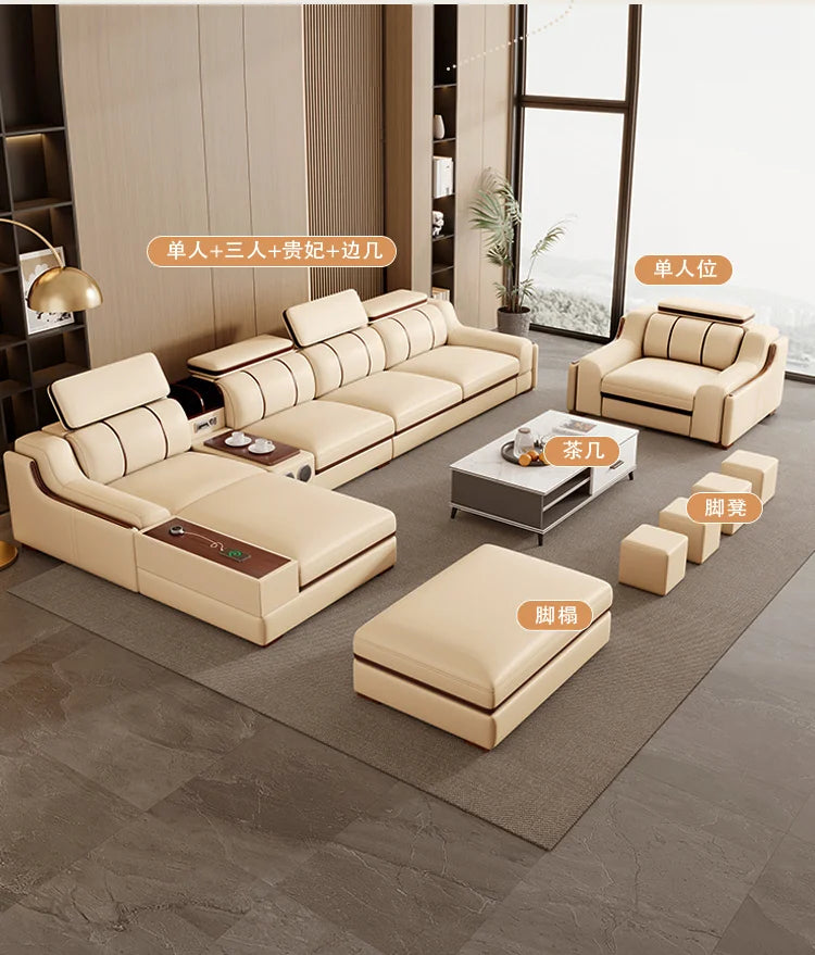 Leather Design Sofa Storage High Quality Comfortable Romantic Leisure Sofa Corner Leisure Multifunctional Sillon Cama Furniture