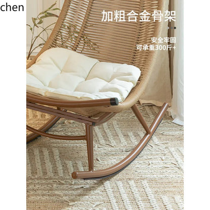 Hxl balcony rocking recliner casual outdoor rattan chair adult nap