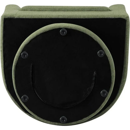 Chair Set of 2, Modern Swivel Chair with Ottoman, Comfy Armchair, Barrel Round Sofa Chair for Bedroom, Green