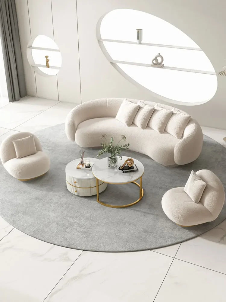 Nordic fabric sofa living room modern simple small apartment light luxury arc creative technology cloth