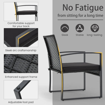 3-Piece Patio Bistro Set, Outdoor Rattan Furniture Set with Coffee Table, Ideal for Outdoor Use, Black