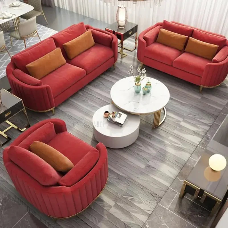 Nordic Reading Household Sectional Fabric 3 Seat Sofa Upholstered Armchair Custom Color Living Room Fauteuil Home Furniture