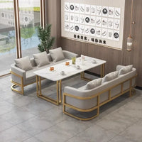 Linlamim Fabric Sofa Set Furniture Living Room Sofa Set with Desk and Stools / Big U Shape Cloth Couch Sofas for Home Furniture