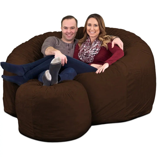 6ft Bean Bag Chair & Footstool, Oversize Bean Bag Chair for Adults, Comfy Chair Bean Bag Couch Lounge Sofa Loveseat, Customized