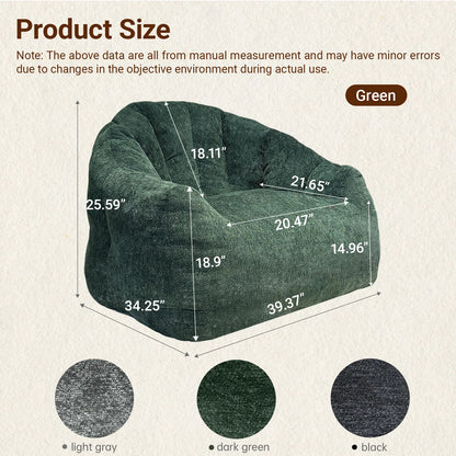 Adult bean bag chair, ultra-large, boneless sofa; reading chair with rabbit fur fabric; living room furniture, memory foam lazy