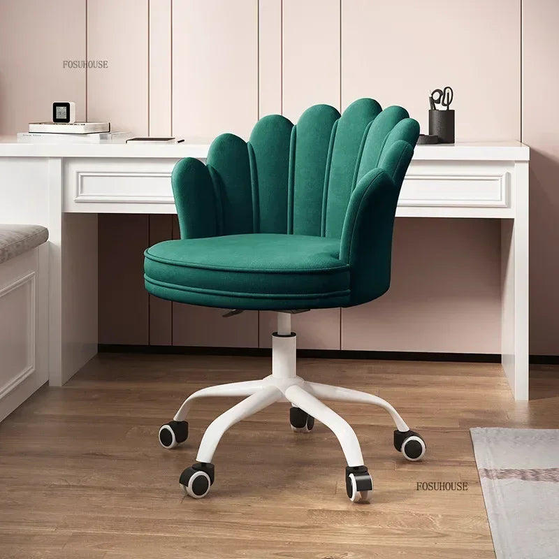 Creative Simple Fabric Petal Office Chairs Household Bedroom Gaming Chairs Lift Backrest Computer Chair for Study Desk Chair WW