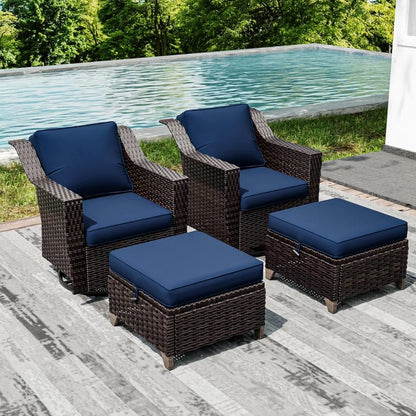 Wicker Patio Furniture Sets Upgraded Large Size Outdoor Furniture with Swivel Rocking Patio Chairs and Outdoor
