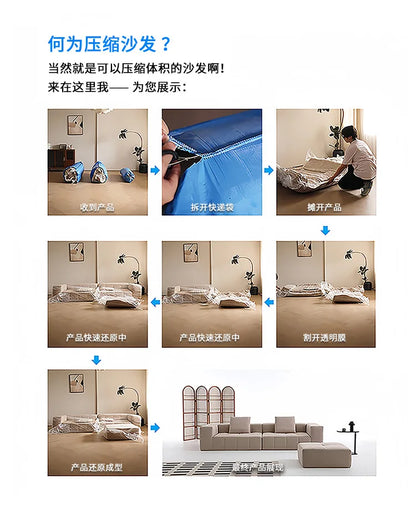 Cashmere corner compression fabric L-shaped block small apartment combination lazy right angle compression sofa