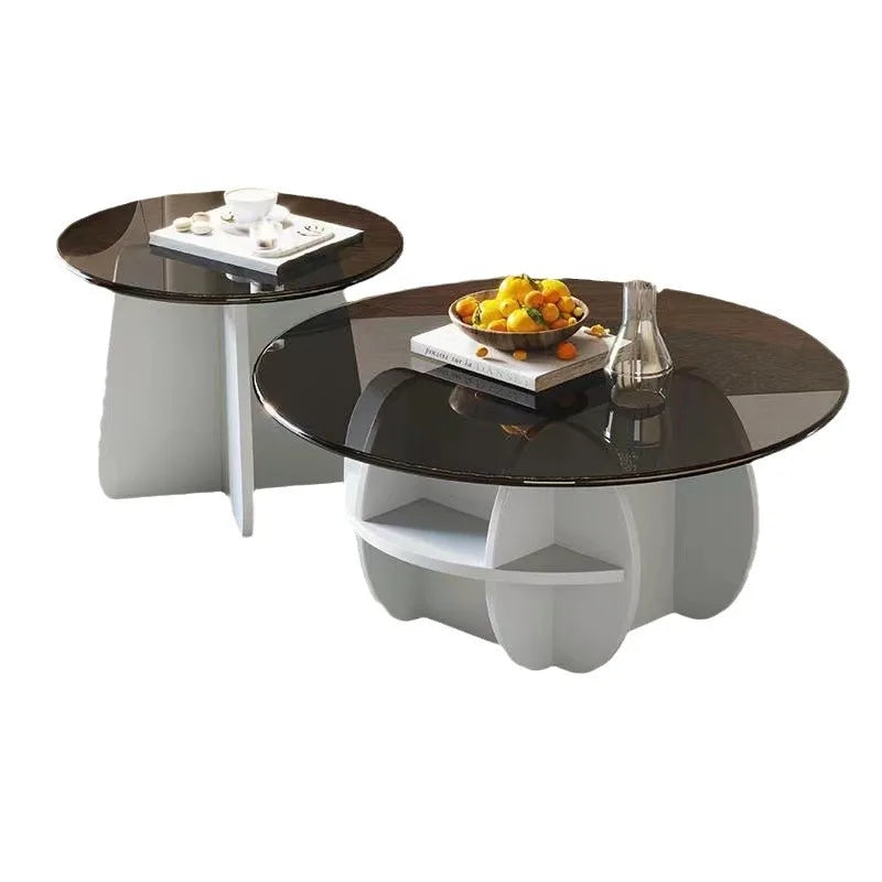 2024 table basse ronde en verre de taille populaire lumière nordique luxe moderne simple petit appartement rond Internet célébrité créative c