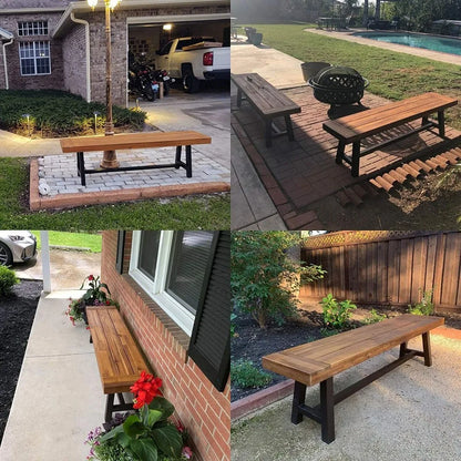 Banc de jardin, chaise de patio, siège en bois pour cour, terrasse, mobilier d'extérieur en bois pour la maison