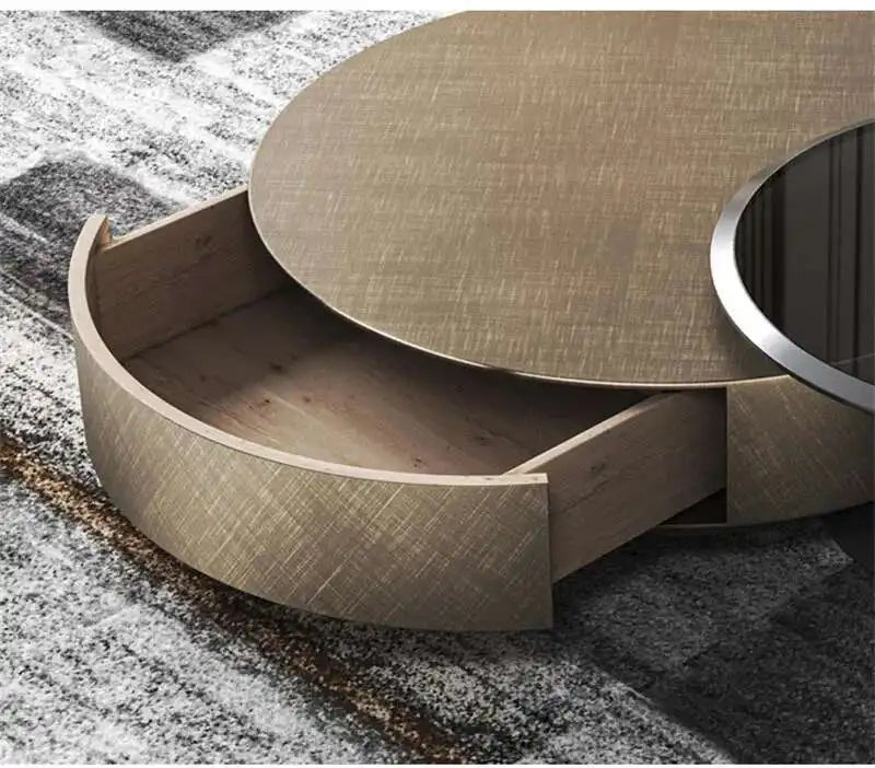 Designer Stainless Steel Coffee Tables European Luxury Round Tea Table Living Room Furniture Italian Tempered Glass Side Table
