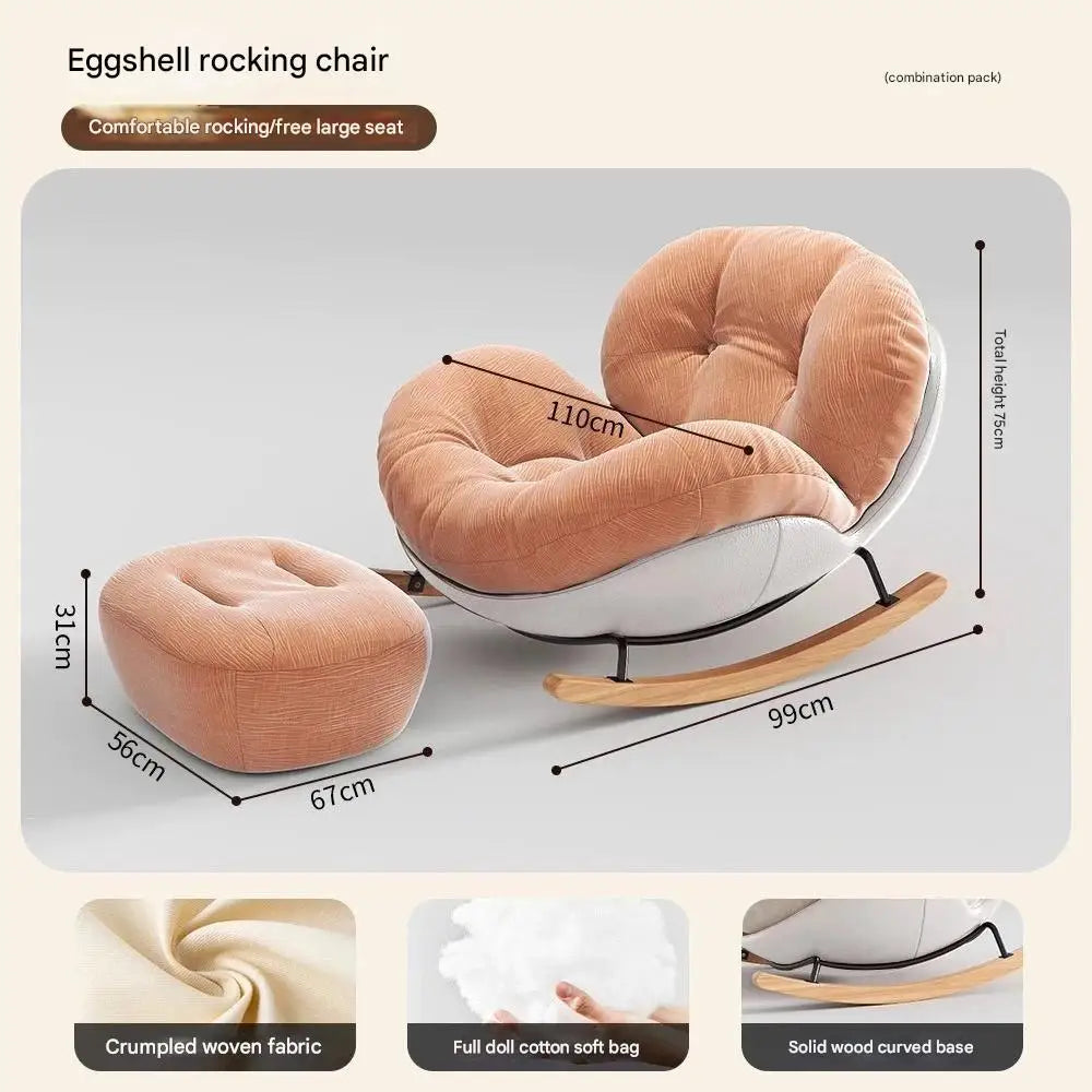Eggshell Rocking Chair for Home Living Room Single Sofa Lazy Chair Balcony Leisure Chair Girls Pink Rocking Chair