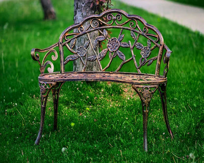 Low MOQ Hot-selling Park Bench Metal Charis Outdoor Furniture Garden Bench With Rose