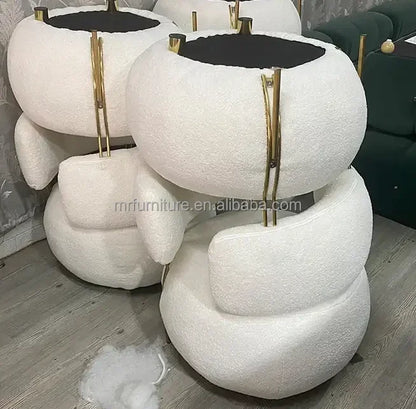 z Luxury Nordic Lounge Chair Stainless Steel Single Chair Soft Fur Boucle Accent Chair for Home Hotel