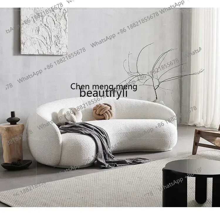 Nordic Curved Sofa Quiet Wind Living Room Fabric Craft Cashew Sofa