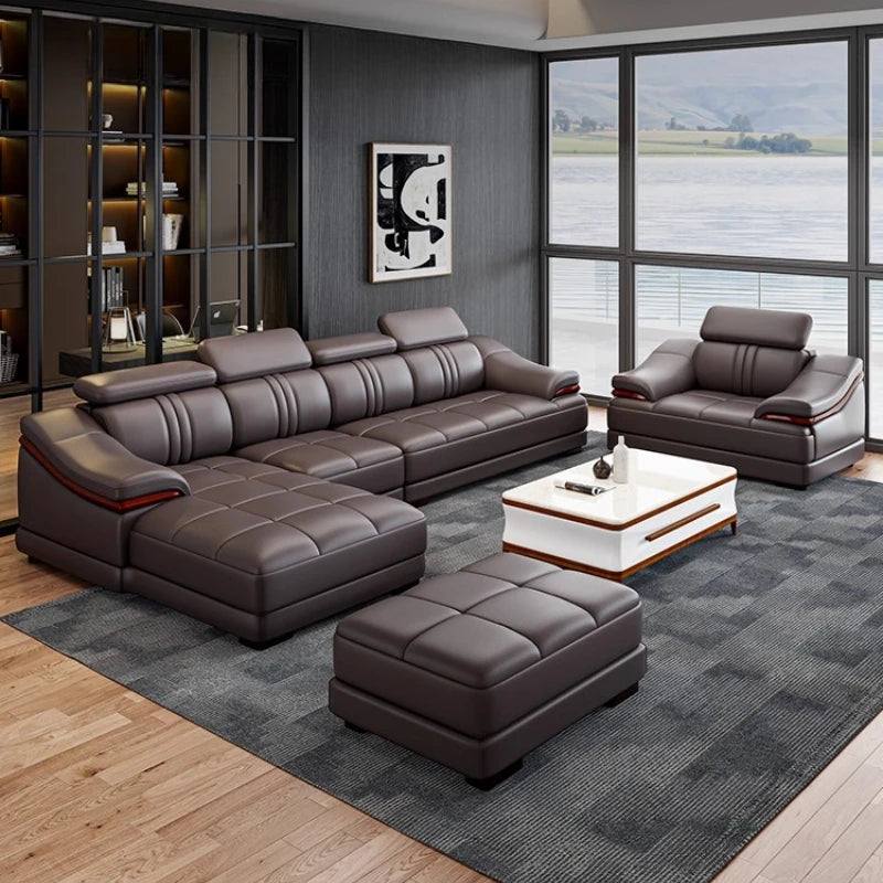 Nordic Genuine Leather Sofas Luxury Armchairs Cinema Comfortable Sofas Living Room Design Fauteuils Salon Home Furniture