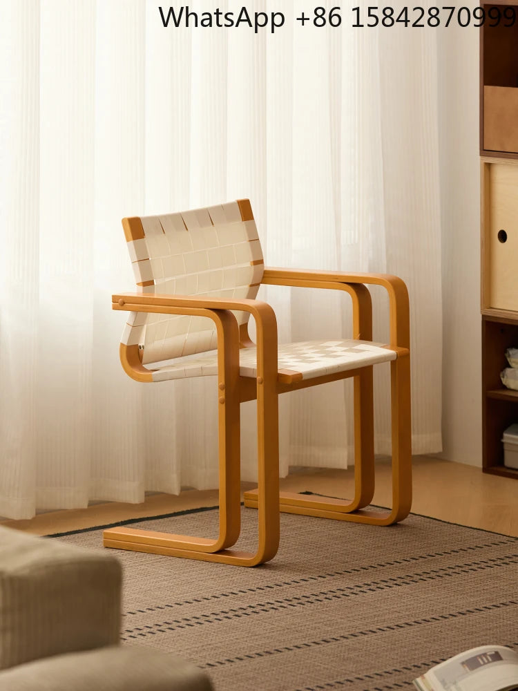 Medieval designer solid wood armrest dining chair